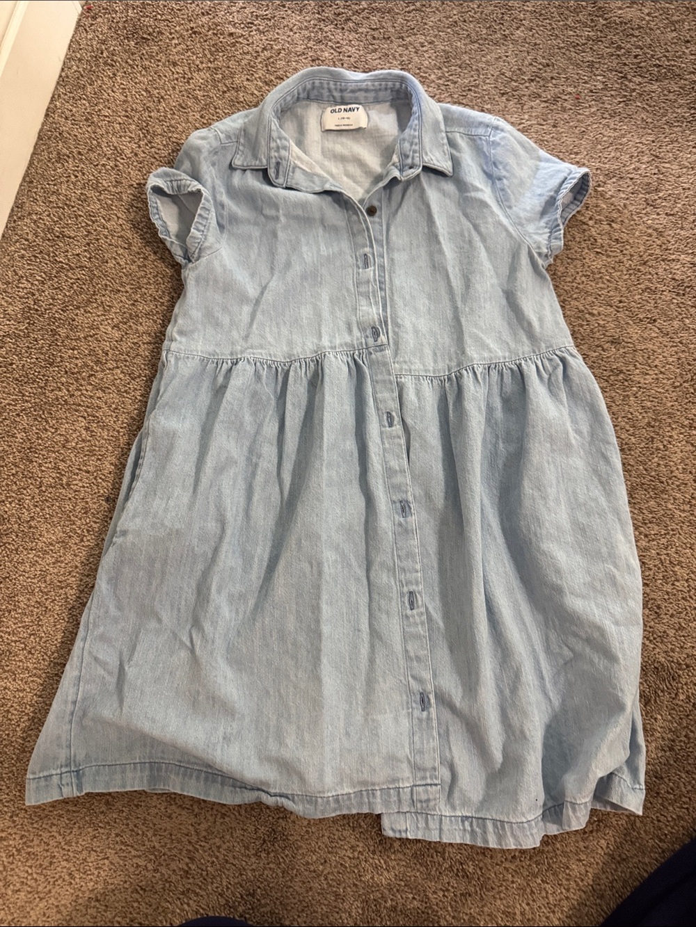 Old Navy Light Blue Denim Button-Down Kids Dress